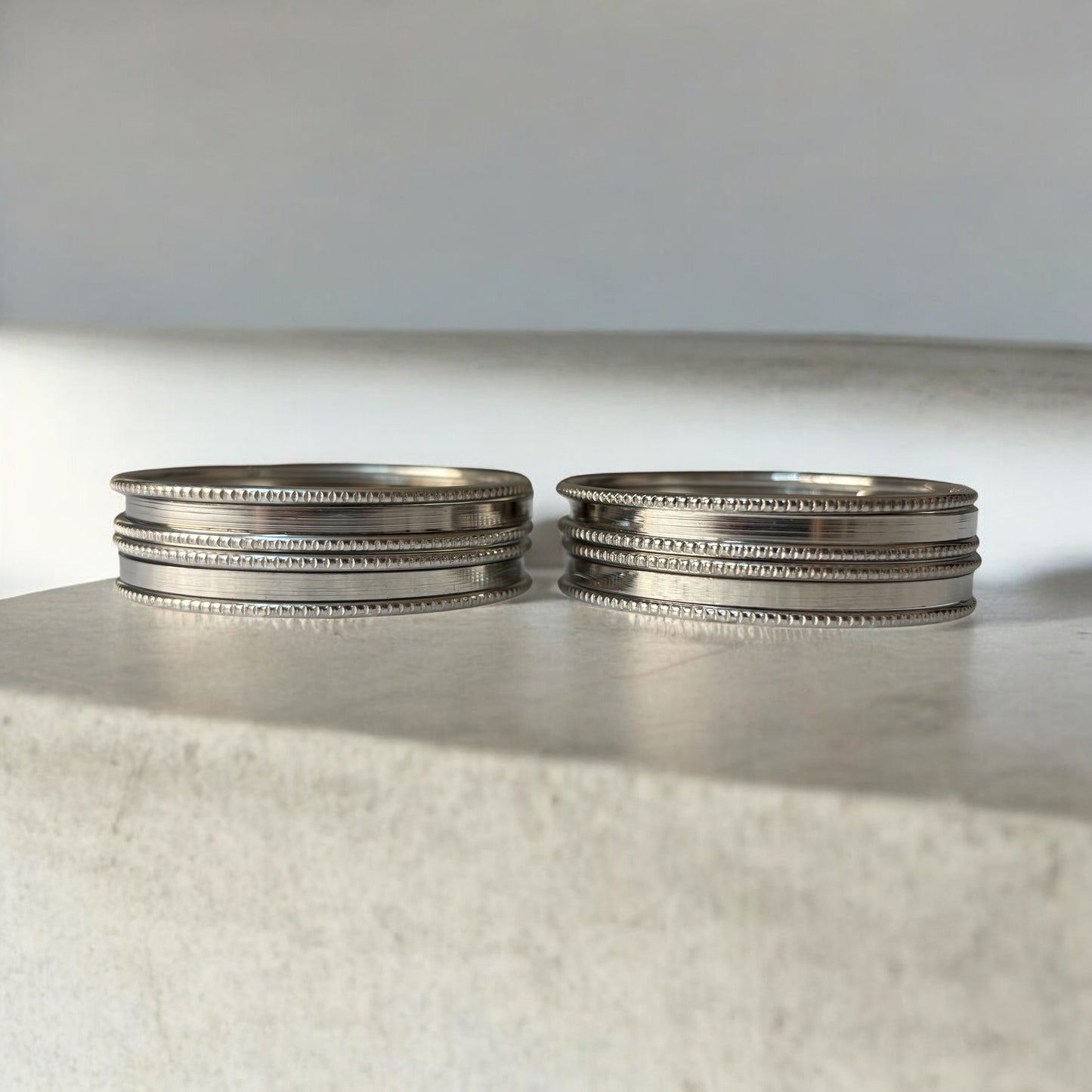 Polished Silver-Tone Bangles Set – Sleek Minimalist Design (Set of 12)