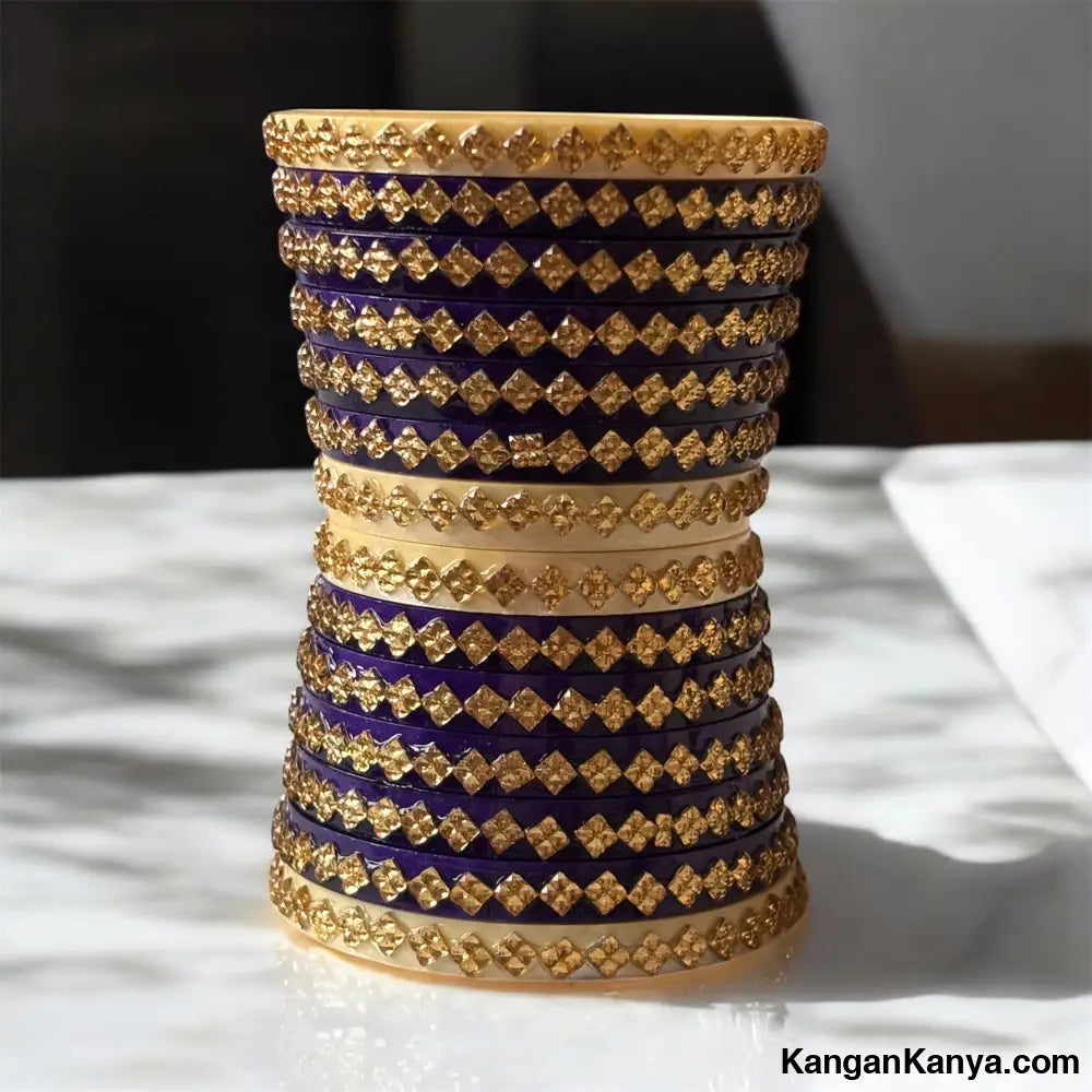 Studded Bangle Set(Dhalu) – Set of 24 Dark Purple / 1.14