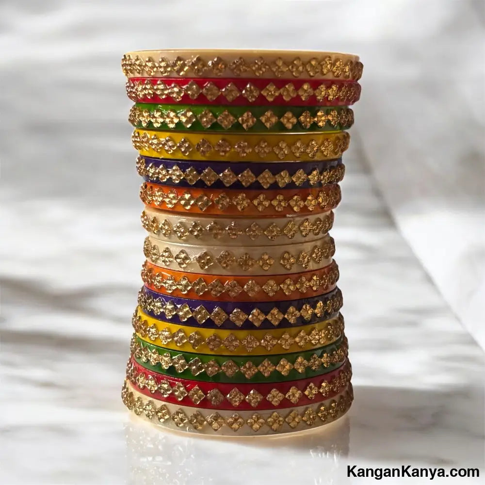 Studded Bangle Set(Dhalu) – Set of 24 Multicolor / 1.14