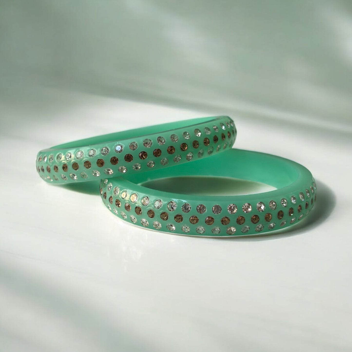 Crystal Bangle Set with Dual-Tone Stones – Set of 2