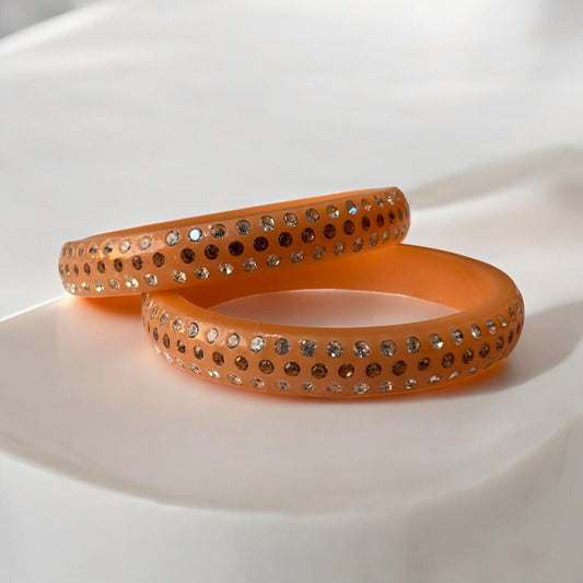 Crystal Bangle Set with Dual-Tone Stones – Set of 2