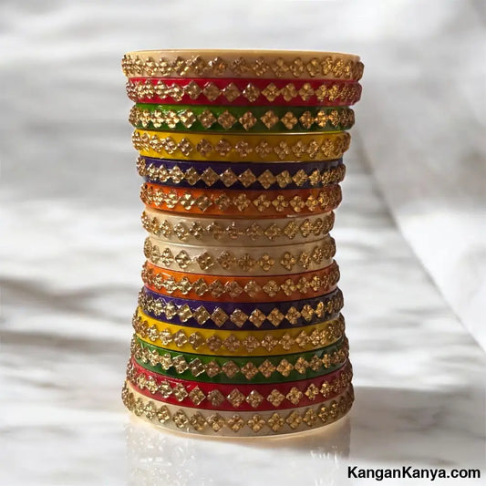 Studded Bangle Set(Dhalu) – Set of 24 Multicolor / 1.14